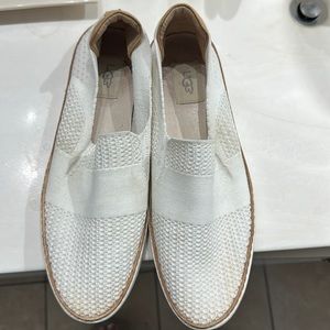 Women’s white ugg slip on shoes size 10